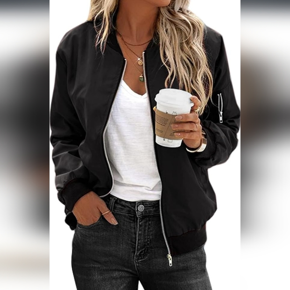 Women's Black Bomber Jacket